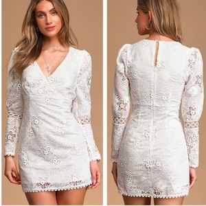 NWT Lulus Blissful Times White Embroidered Lace Dress Size M